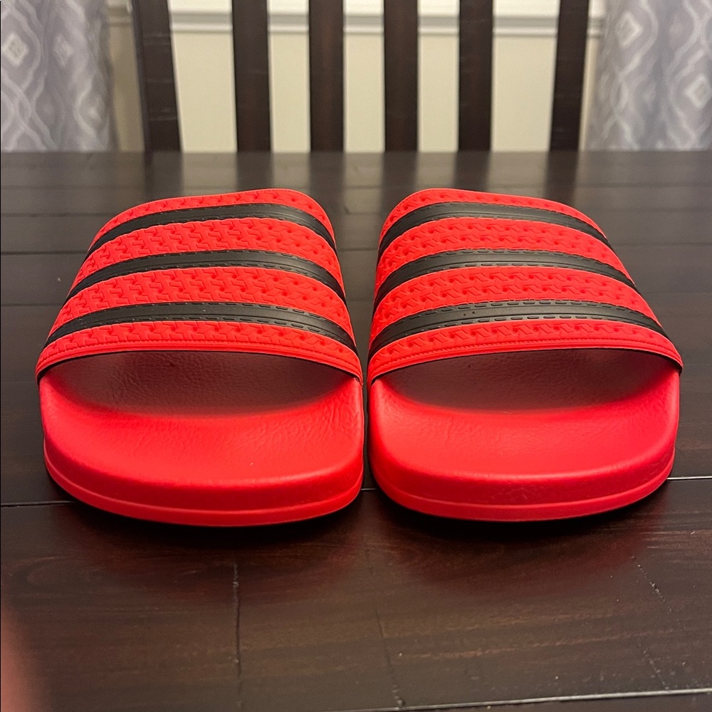 Adidas Adilette Slides Shoes Sandals JR3619 Made in Italy red Mens Size 11 - Picture 6 of 16